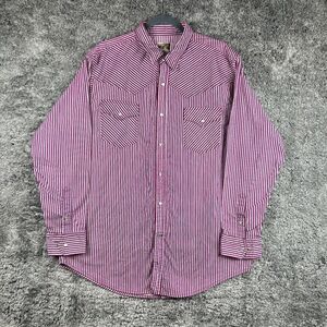 Express Rider Pearl Snap Shirt Mens Size XL Long Sleeve Stripe Western USA Vtg